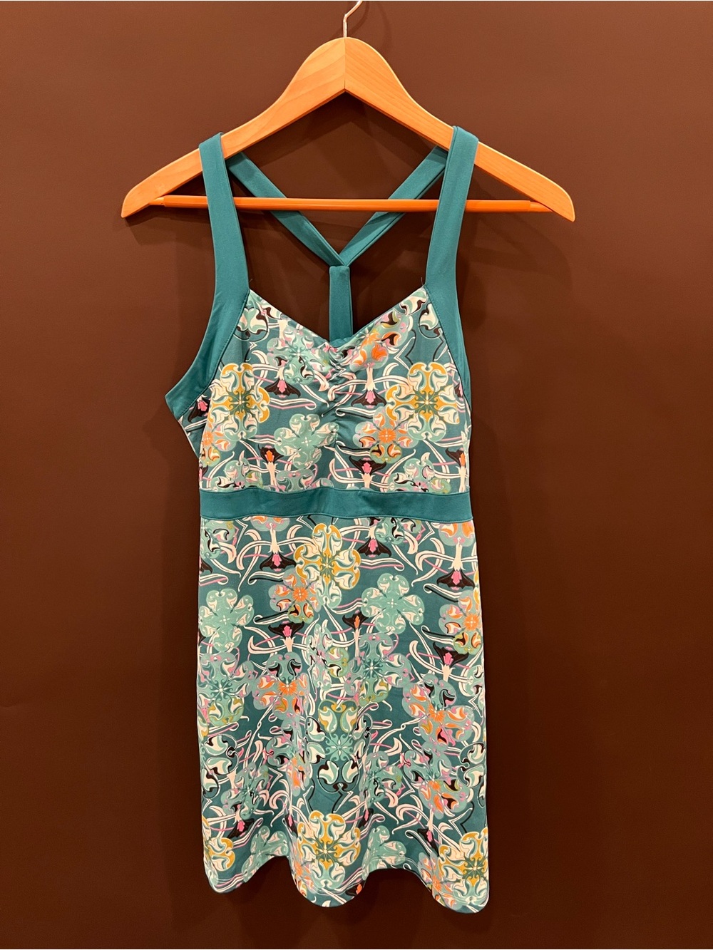 Title NineTeal Floral Patterned Tank Dress